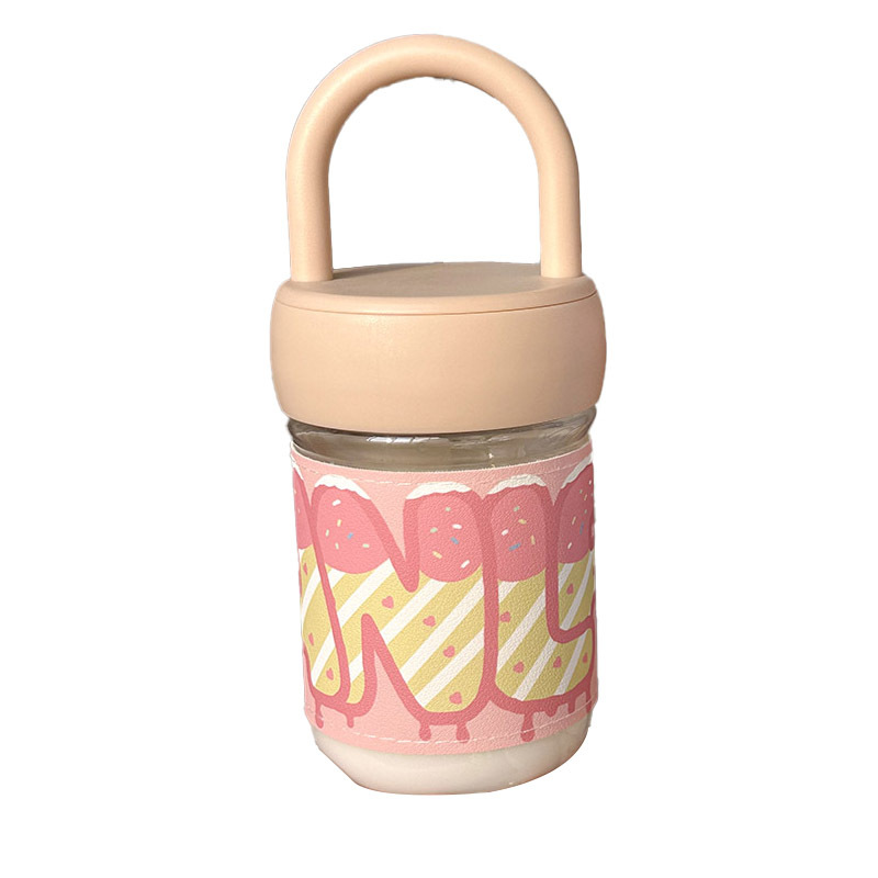 New type of leak-proof sealed direct drinking cup with a handle for girls, featuring an ice cream sleeve and water cup. It is a portable large-capacity plastic cup for direct drinking Item Picture