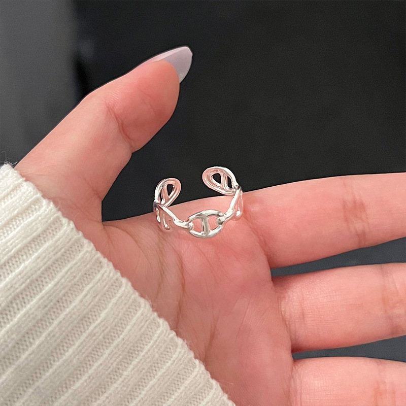 Exquisite style pig nose ring, Instagram niche adjustable tail ring, 2025 new style fresh and clean silver jewelry ring Application Scenario