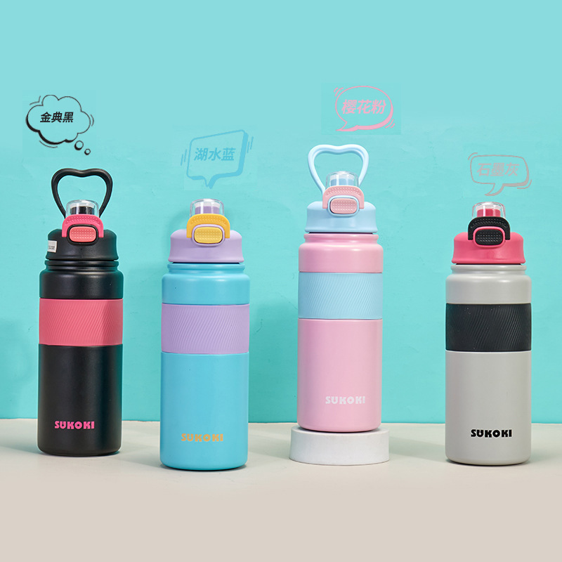 2023 New 316 stainless steel insulated cup, Tonton cup, portable hand-held large-capacity straw cup, bouncing water cup details Picture