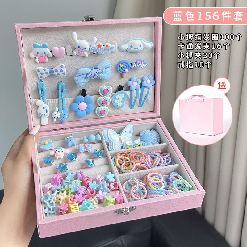 High-end children's hair accessory set gift box, birthday hair band, hair clip, rubber band headwear for girls, cute jewelry box for little princesses details Picture