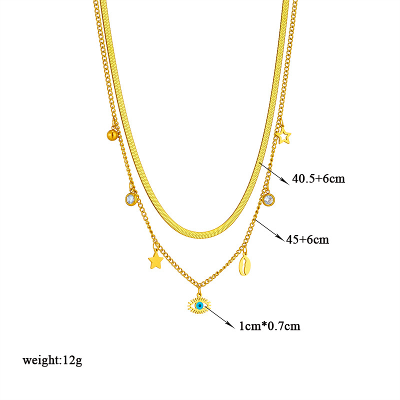 A double-layered stainless steel star-shaped shell hollowed-out eye pendant collarbone necklace with cross-border fashion accessories from Europe and America Application Scenario