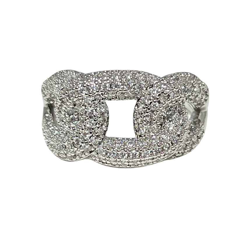 This is a unique and cool design for women, featuring a super sparkling ring with a twist and full diamond zirconia open ring. It's a trendy and luxurious ring Item Picture