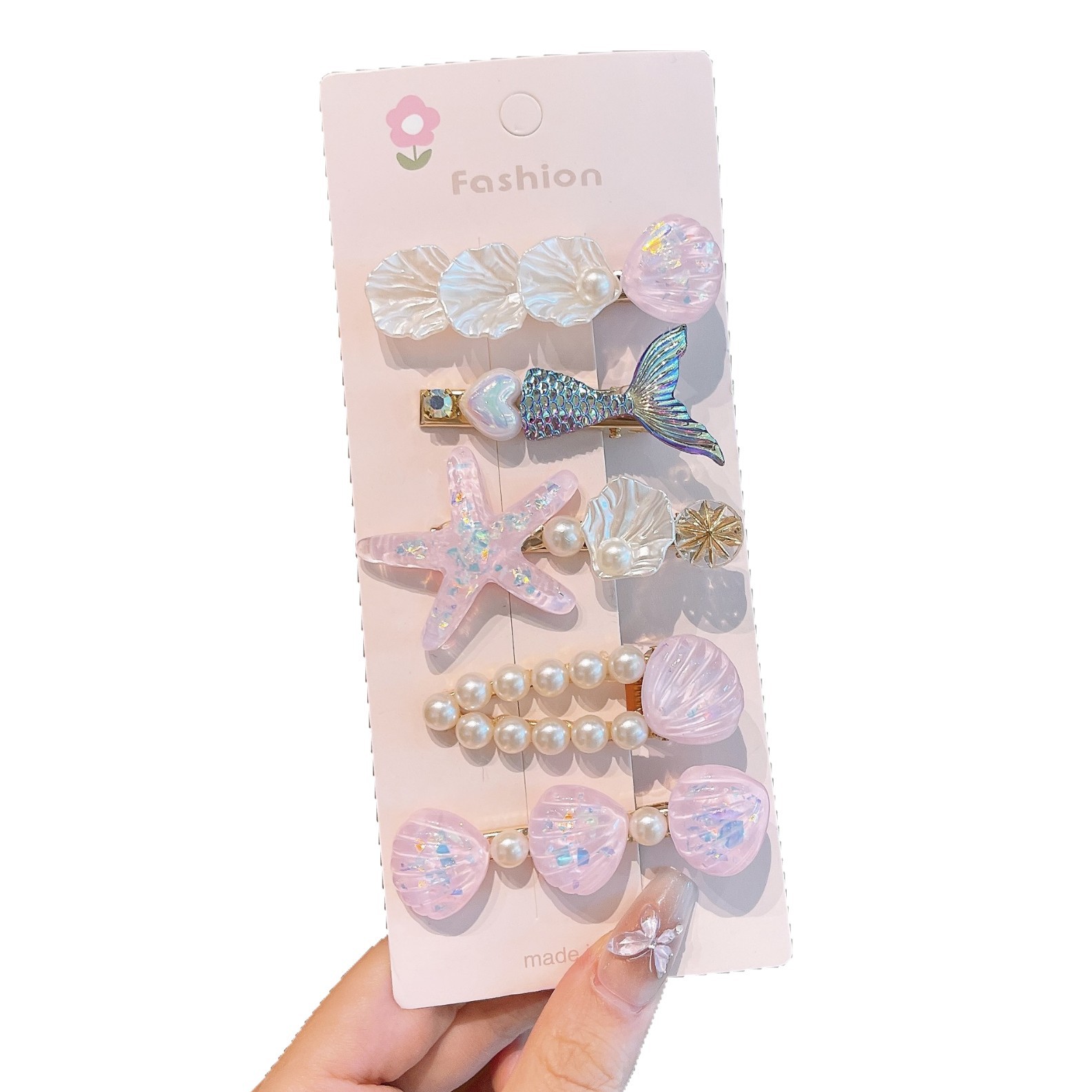 Cute fishtail hair clips for children, side bangs clips for girls, little girl mermaid princess hair clips, headwear clips Item Picture