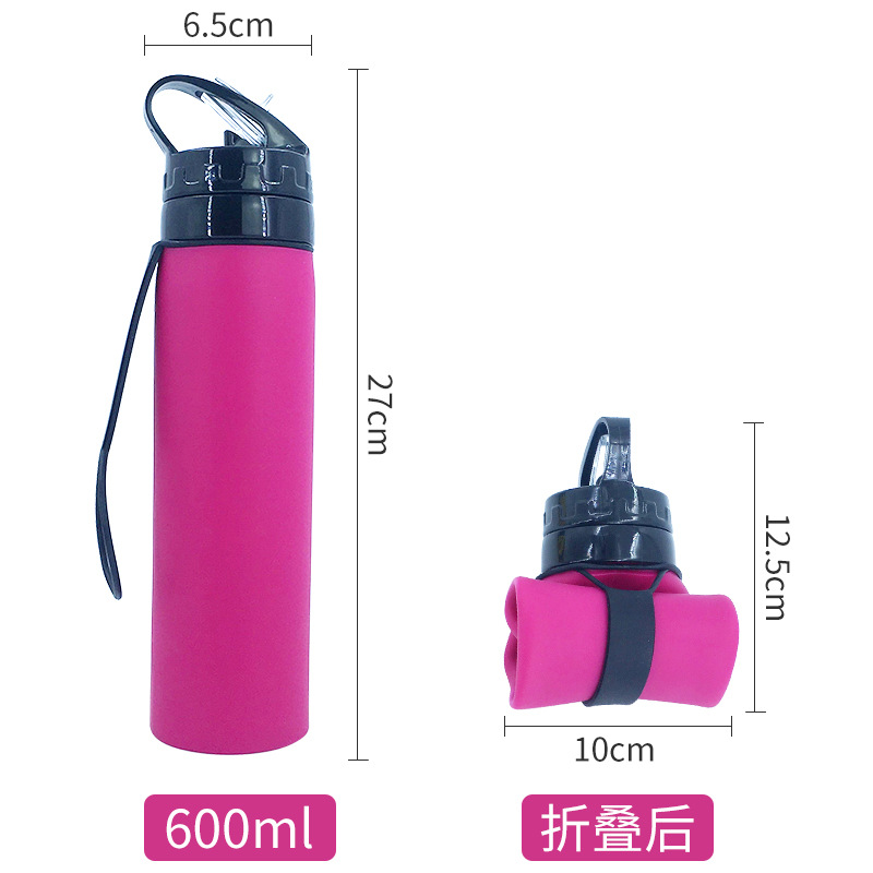 Manufacturer's sports outdoor silicone folding water bottle, travel, mountain climbing, cycling portable water bottle, folding cup, gift water cup Item Picture