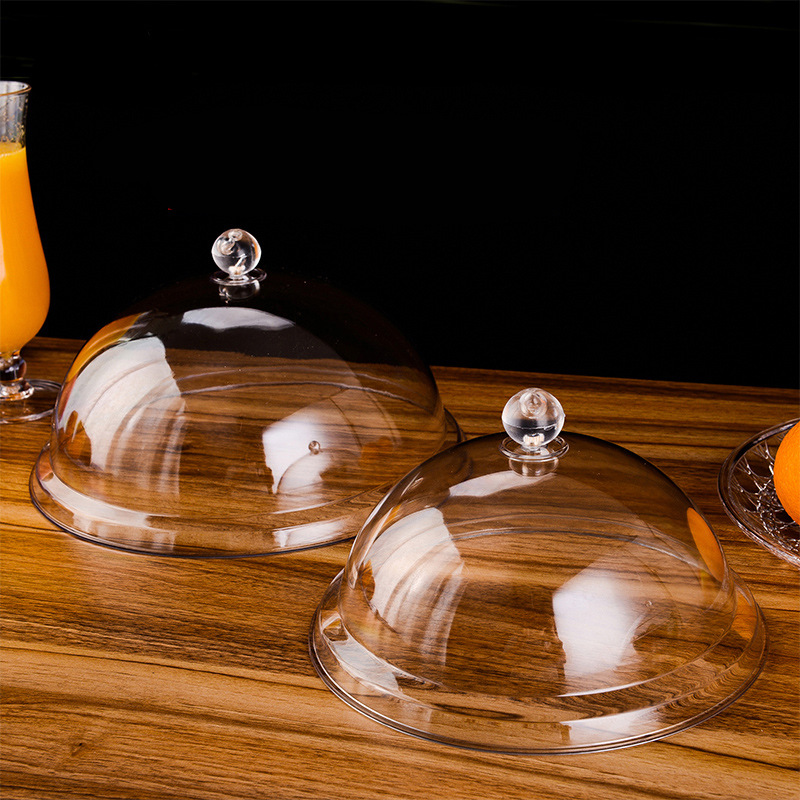 PC acrylic transparent food cover, dust cover, round plastic vegetable cover, cake cover, fruit plate cover, snack cover, meal cover Specification drawing