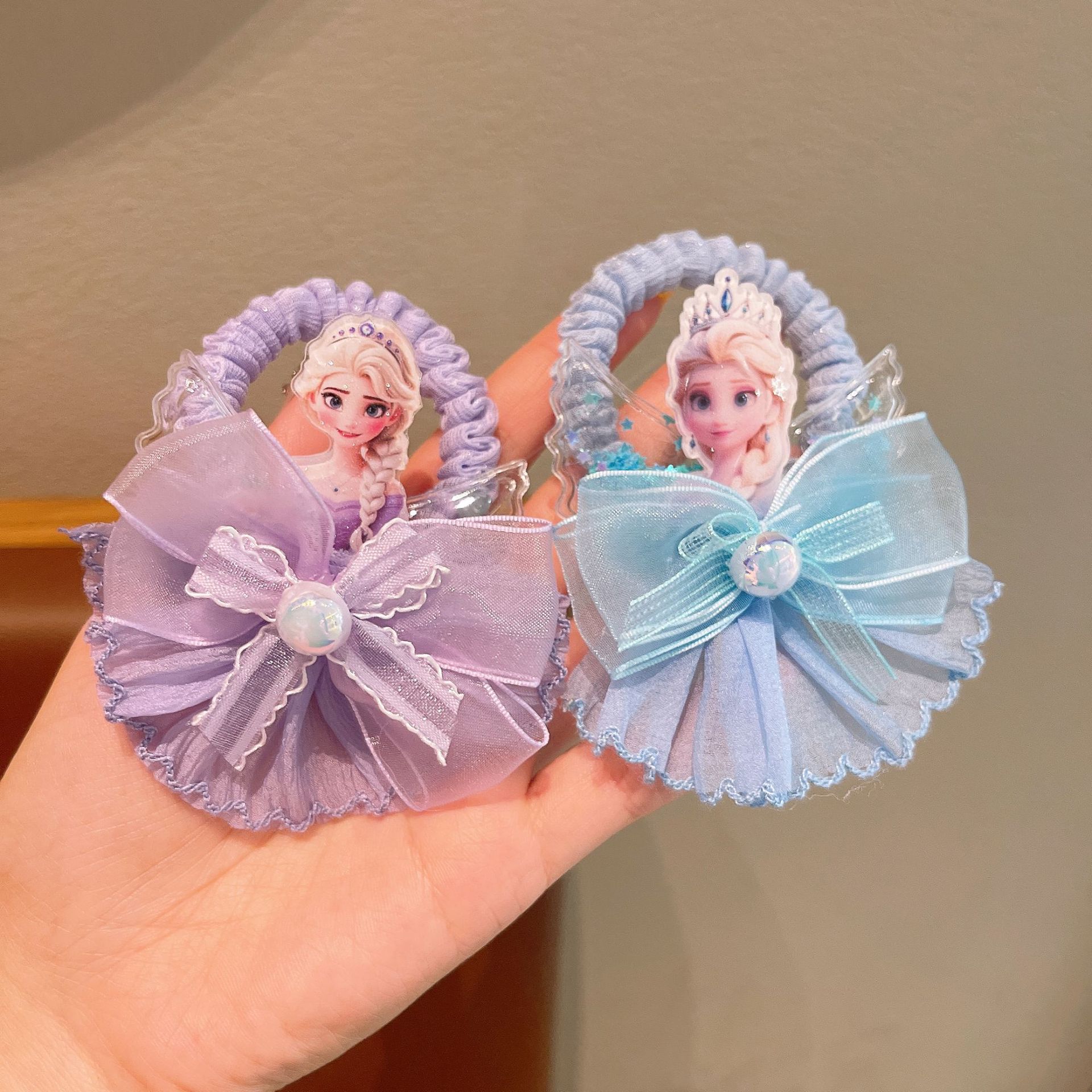 Ice and Snow children's hair band, flowing sand wings, Princess rubber band, Elsa Princess, gauze dress hair accessory, super cute and fairy-like girl details Picture