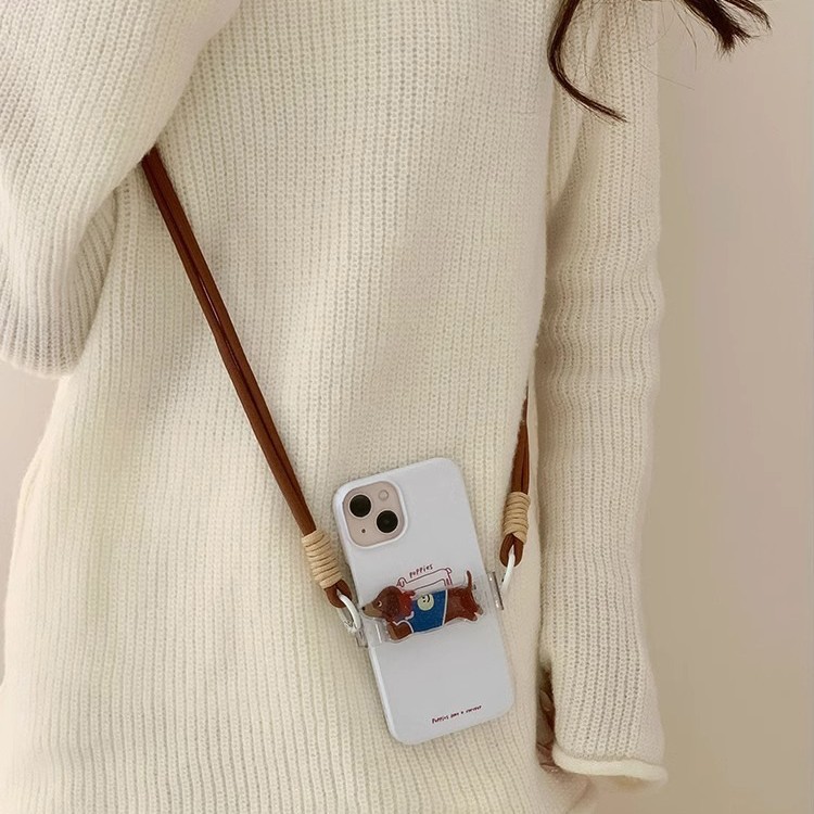 2025 New cute animal crossbody phone case back clip women's portable anti-drop shoulder strap lanyard spring sweater chain full figure