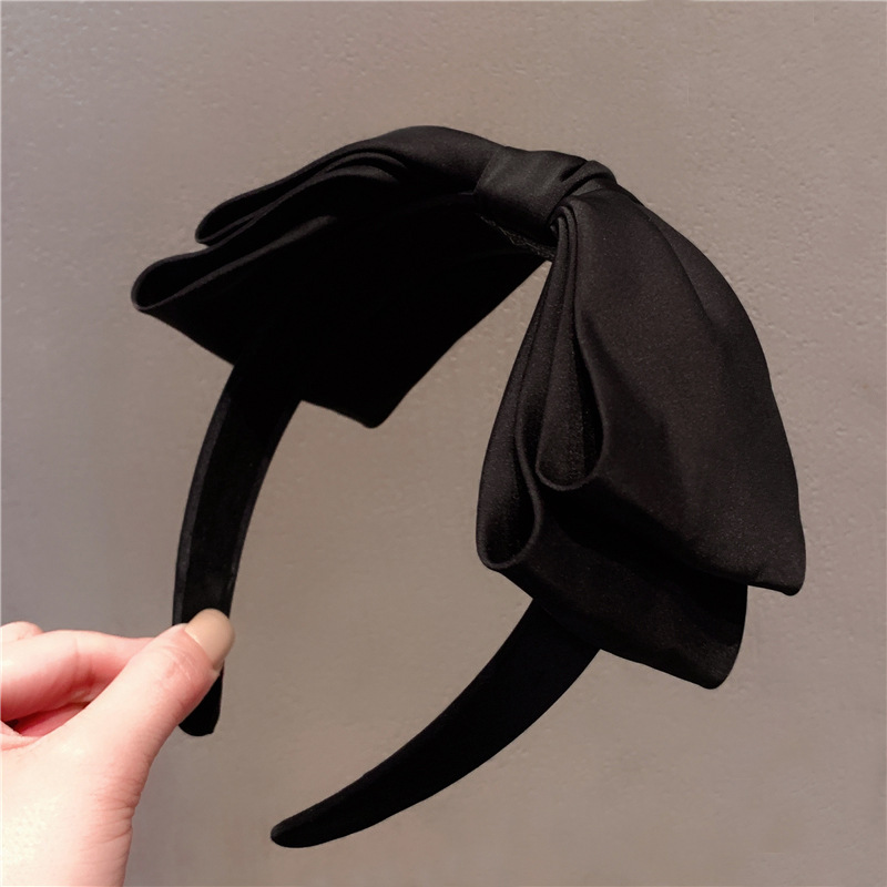 Song Ji-ah's large bow hair band, a high-end black headwear, a popular facial hair clip headband, a women's hair accessory Specification drawing