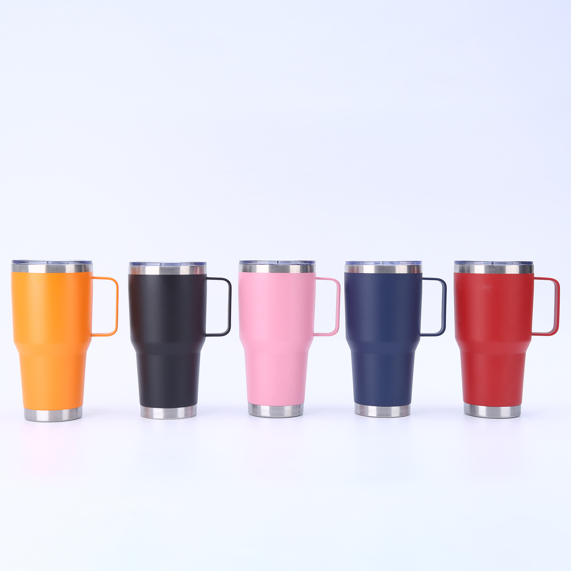 Cross-border 30oz large-capacity handle cup, 304 double-layer stainless steel car cup, irregular ice cube water cup, coffee cup Item Picture