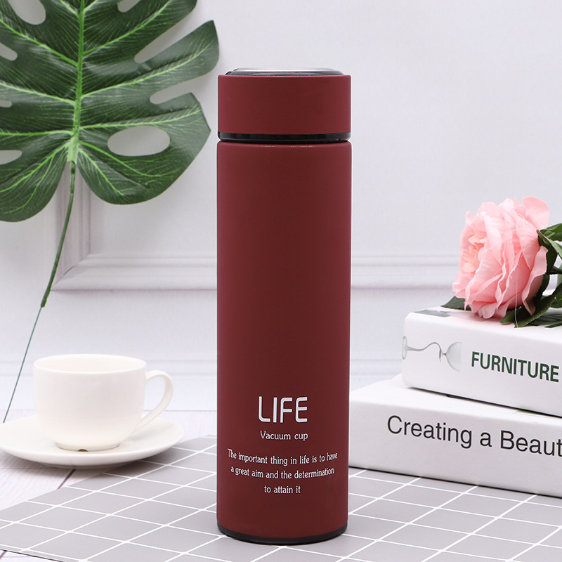 Thickened insulated cup, frosted insulated cup, smart temperature-displaying stainless steel cup, car straight cup, advertising event gift cup Specification drawing