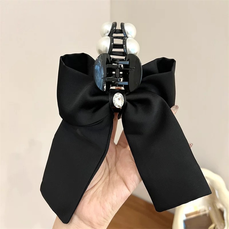 High-end bow clip women's 2024 new style back head updo shark clip for elegant semi-tied hair ponytail clip headwear Specification drawing