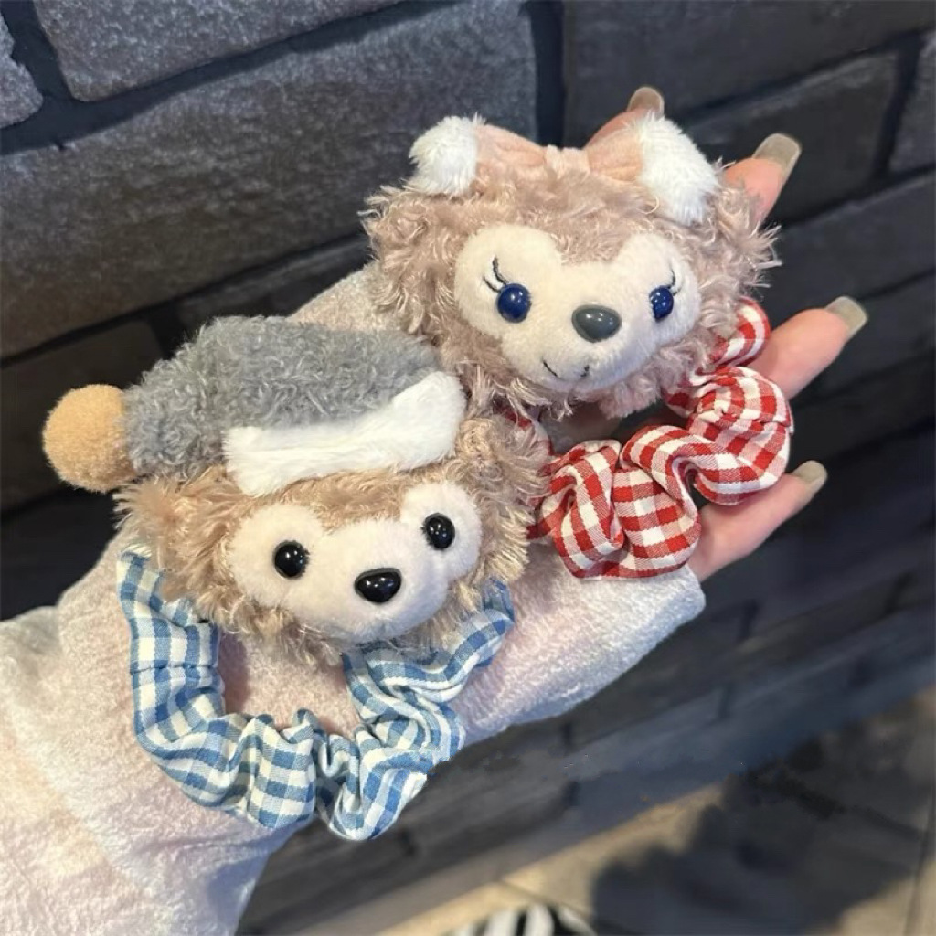 Cute and lazy Shirley Medley bear hair tie for autumn and winter, fluffy cartoon KT cat large intestine ring, sweet girl ponytail hair tie Application Scenario