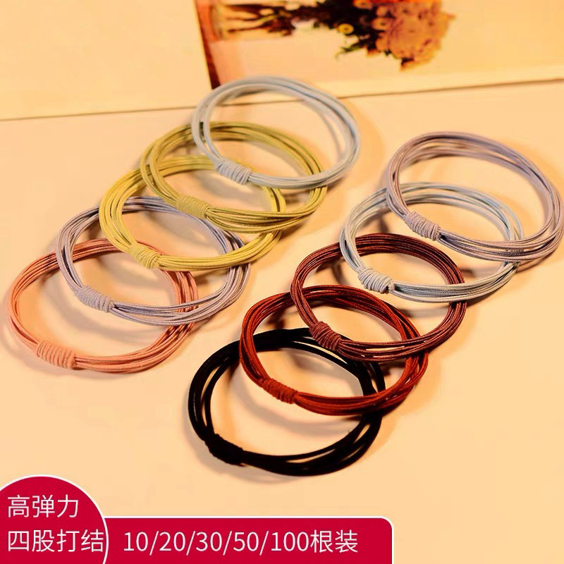Korean popular high-elasticity four-in-one rubber band adult hair tie, simple and versatile, durable women's hair tie, hair band and hair accessory Specification drawing