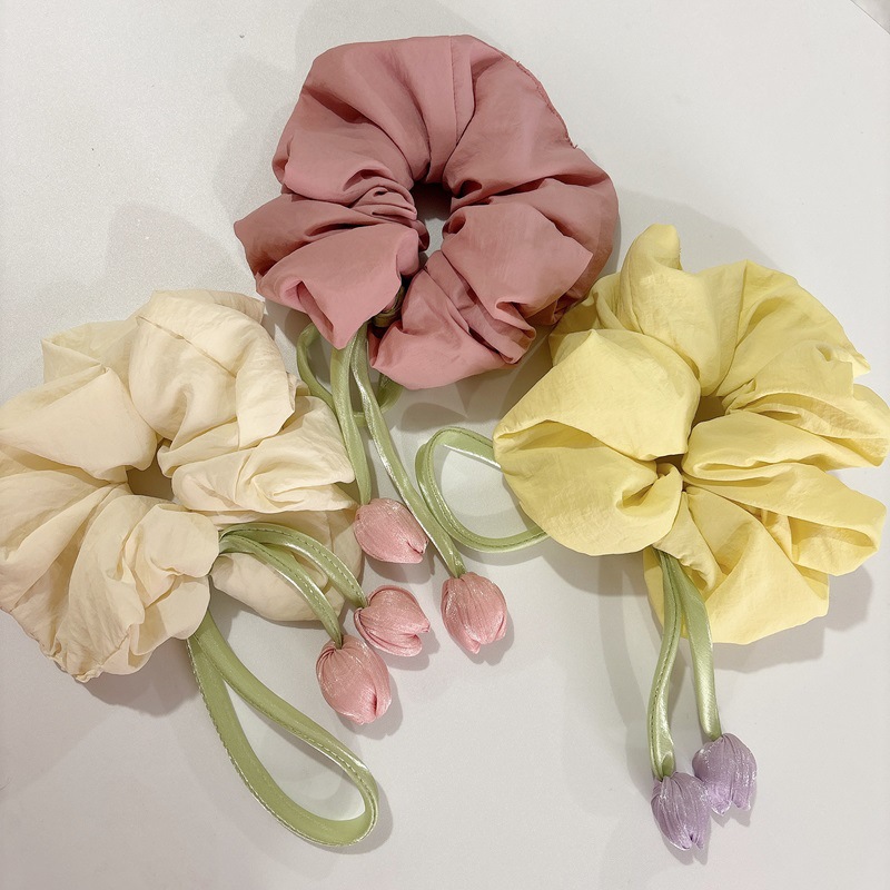 Soft cream puffs, tulip for sleep, large intestine, oversized hair band, high-end Korean-style bun hair accessory, headwear Specification drawing