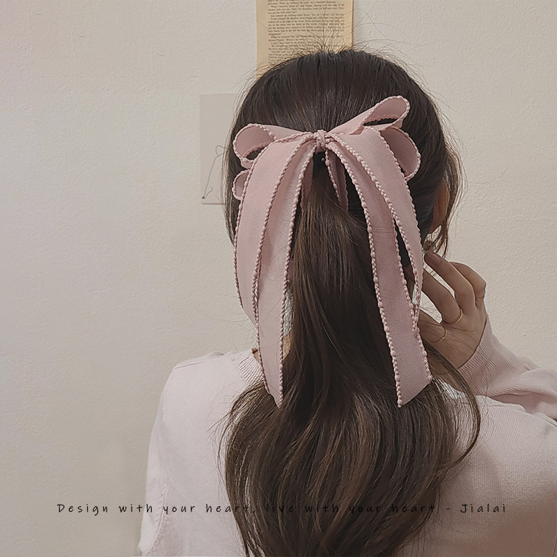 Korean high-end banana clip, vertical clip, bow, high ponytail hair clip, gentle ribbon hair accessory for women, 2023 new style Application Scenario