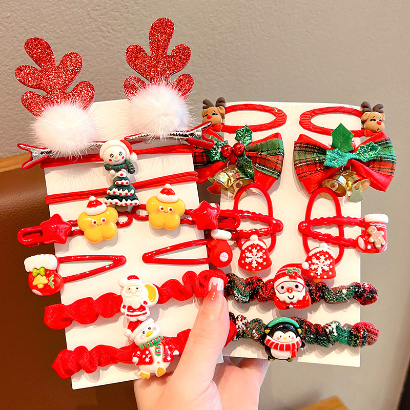 Christmas headwear, children's cute hairpins, little girl Santa Claus headband, rubber band, cartoon girl hairpin, hair accessory full figure