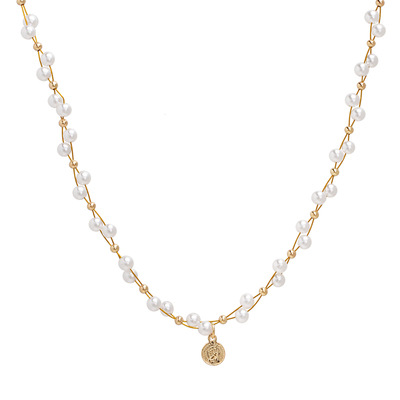 Starry Sky pearl figure coin necklace for women, French light luxury, niche and high-end style collarbone chain, gentle and elegant necklace Item Picture