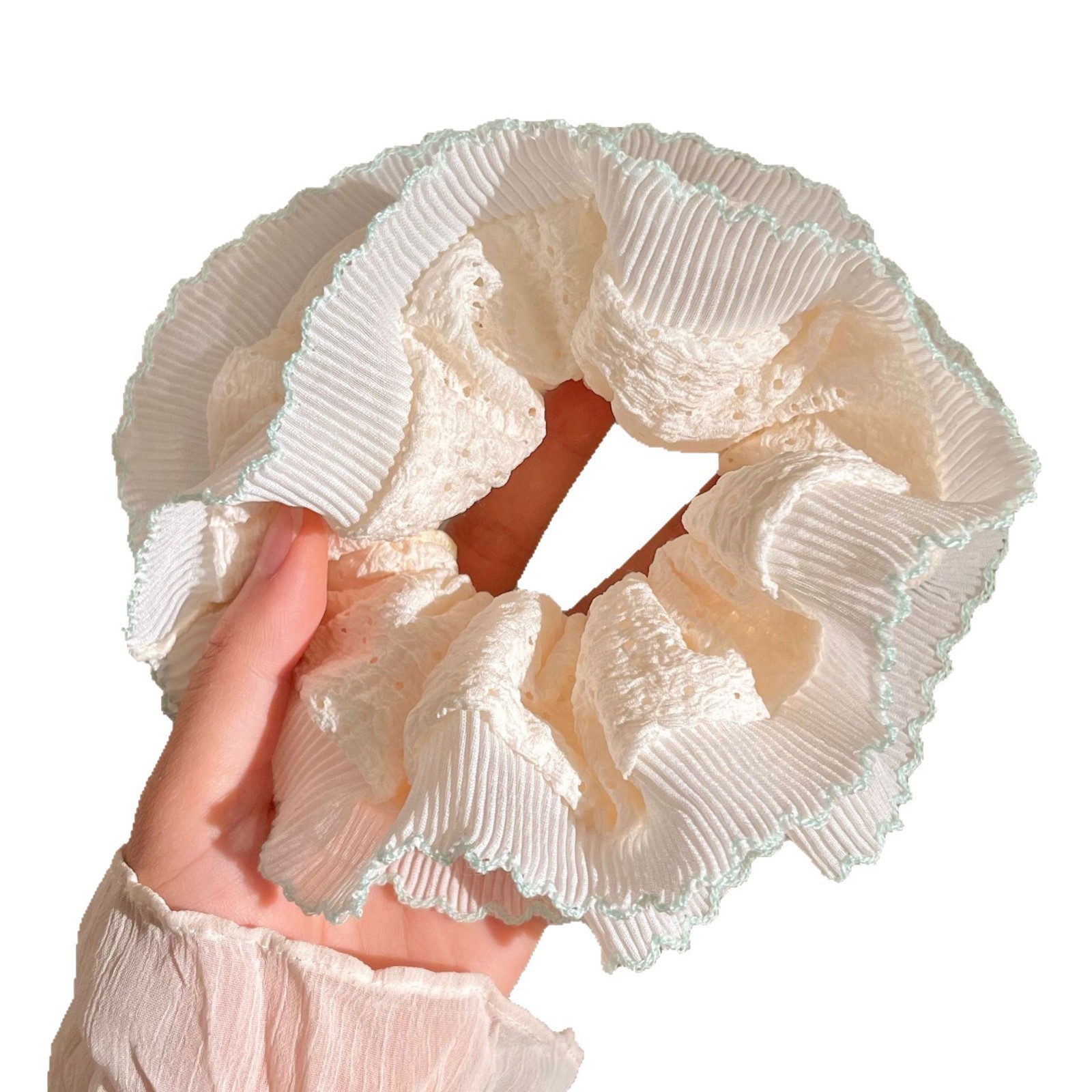 Sweet girl lace large intestine hair tie, extra-large double-layer lace low ponytail hair tie, simple and versatile hair tie and headwear Item Picture