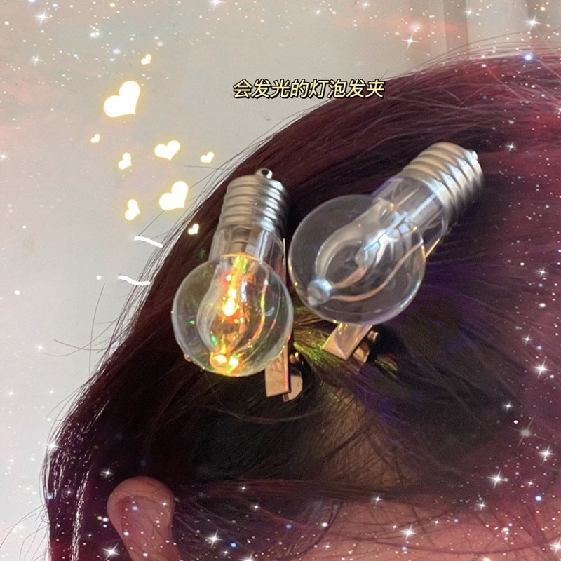 Fun creative simulation knife hairpin Women will glow light bulb side bangs shredded hair duckbill clip headpiece hairpin Specification drawing