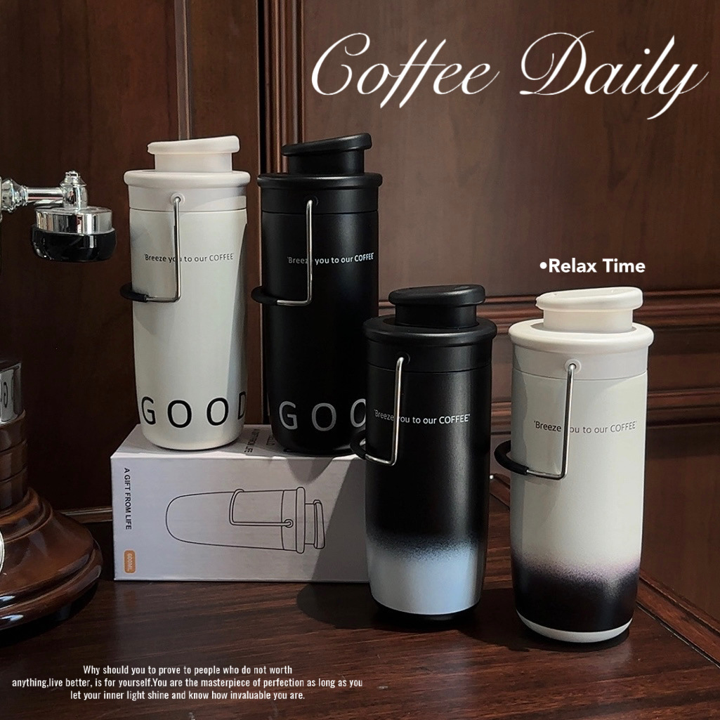 Cross-border 316 stainless steel insulated cup, high appearance level women's coffee cup, outdoor large-capacity car handle water cup full figure