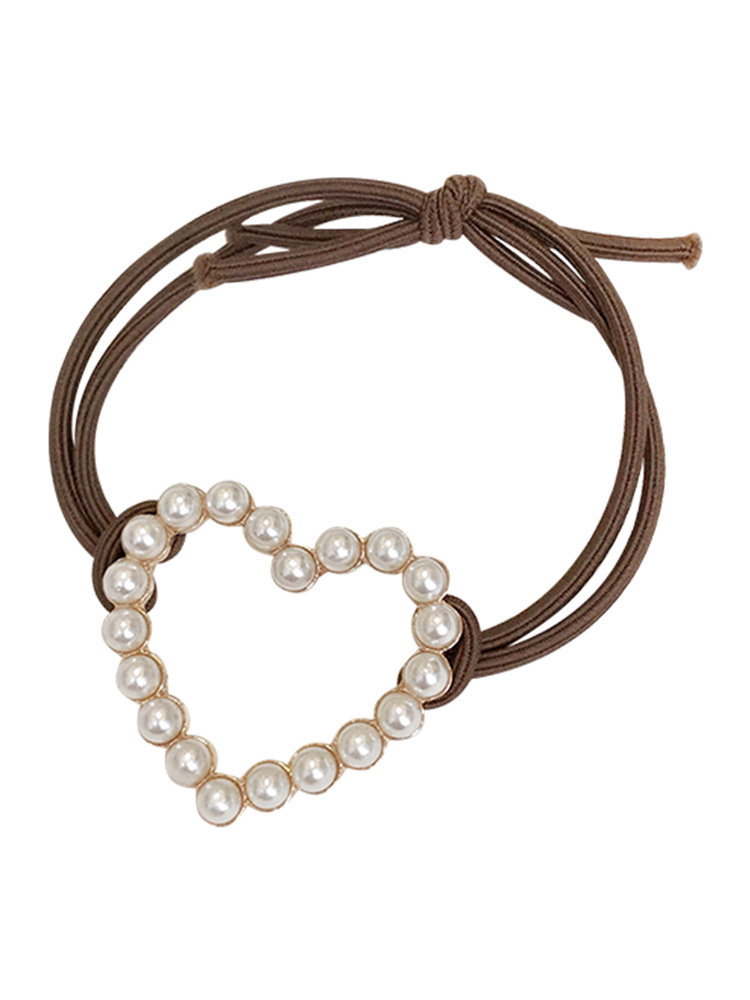 Korean pearl alloy round heart-shaped fashionable hair tie, simple and versatile hair accessory, Instagram popular hair band and hair tie Item Picture