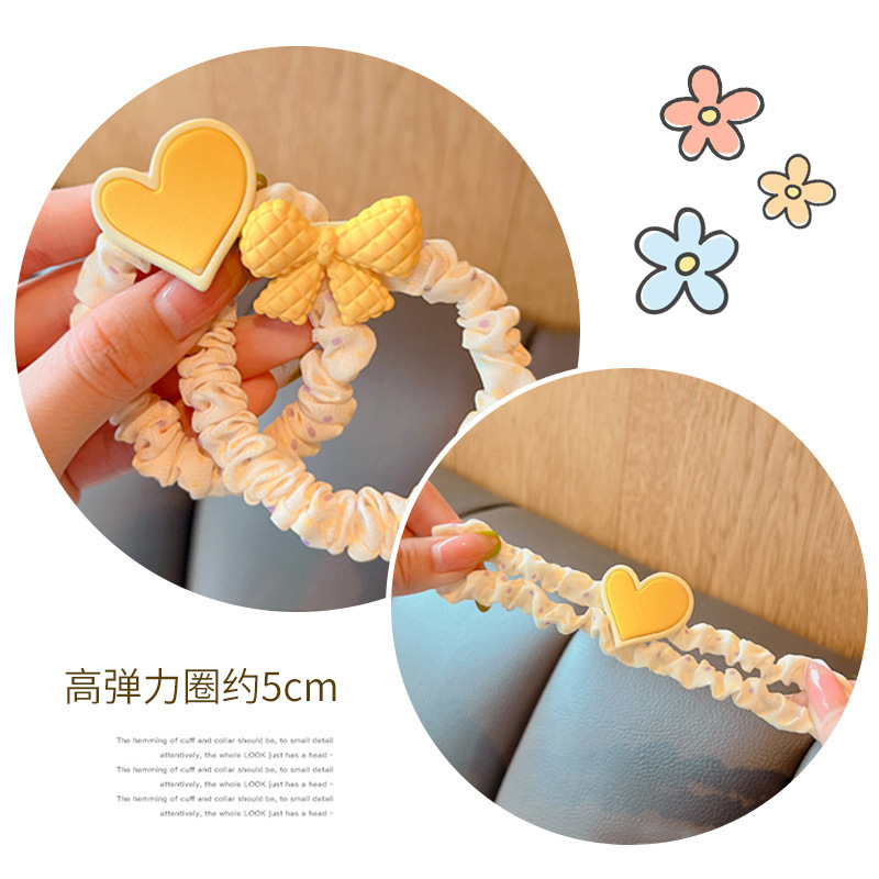 Korean version non-damaging hair tie children's hair accessory, cute small intestine hair band, girl candy-colored rubber band girls' accessory headwear Application Scenario