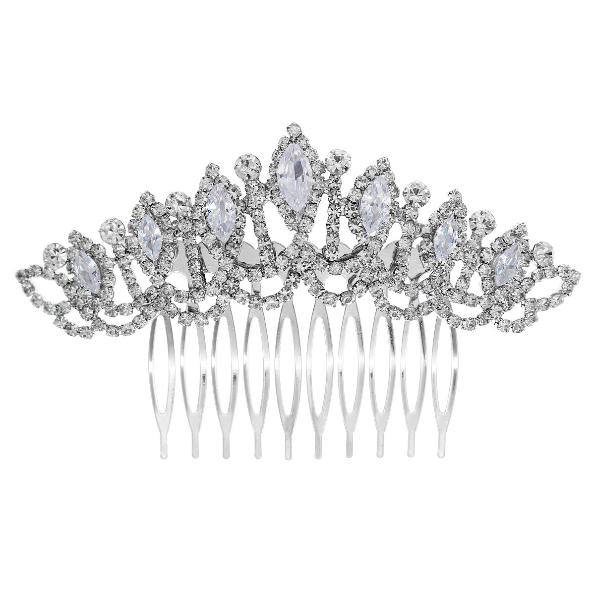 The new European and American crystal zircon hair comb is a versatile daily updo headwear with a fashionable and high-end feel. It is a horse eye zircon broken hair comb Item Picture