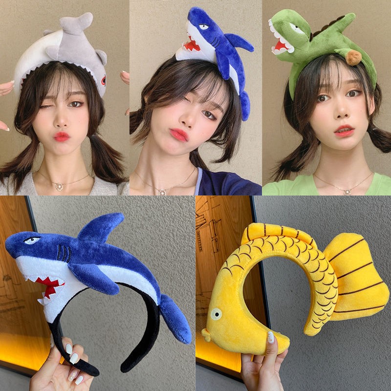 Cute cartoon hair bands, ocean carp, shark, dinosaur, funny figurines, animal headbands, adult and children's performance hair clips details Picture