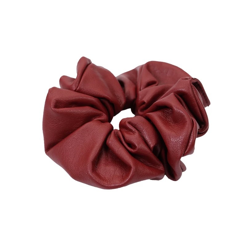 Ankela Red Leather Oversized Large Intestine Hair Band for Women's 2024 new autumn and winter collection, high-end and elegant with a large intestine hair band accessory Item Picture
