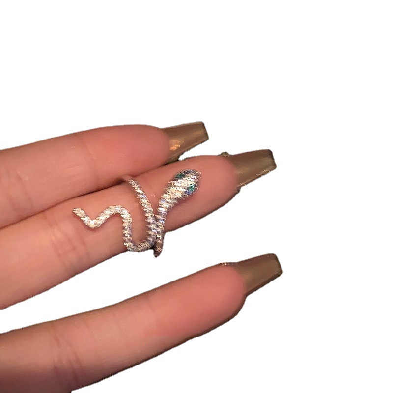 The micro-inlaid zircon snake-shaped entwined ring is a simple and cold style index finger ring for trendy women on Instagram. It is a light luxury, fashionable and individual ring Item Picture