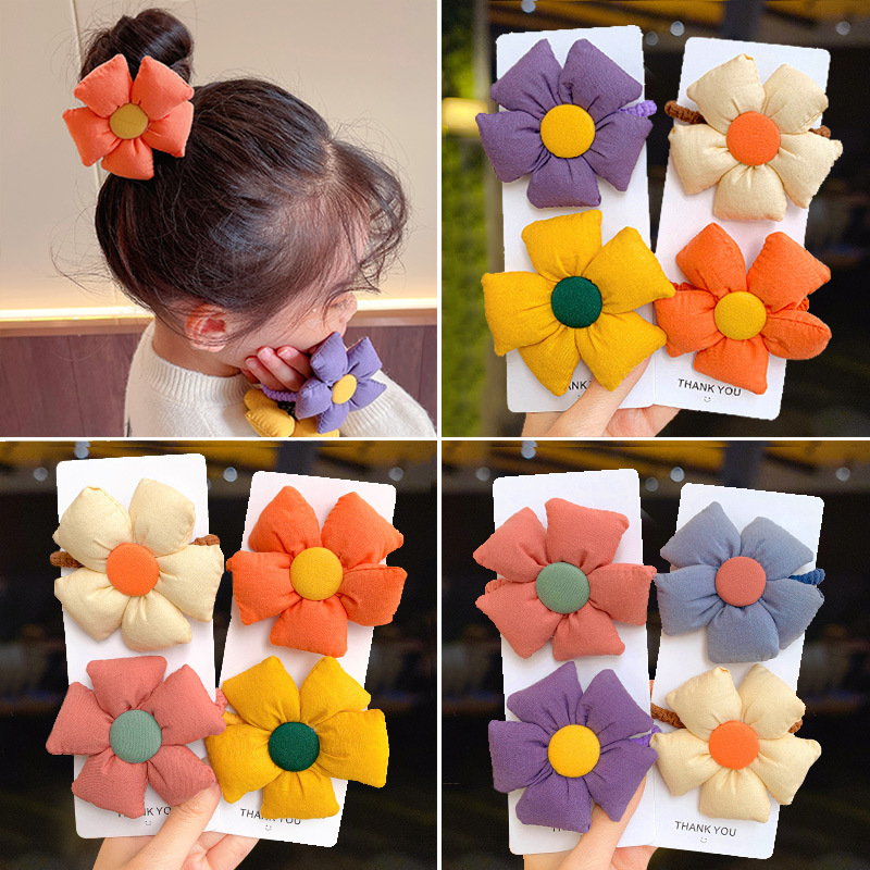 Candy-colored large flower children's hair accessory, large hair tie, popular new hair band, girls' high ponytail tied hair accessory details Picture