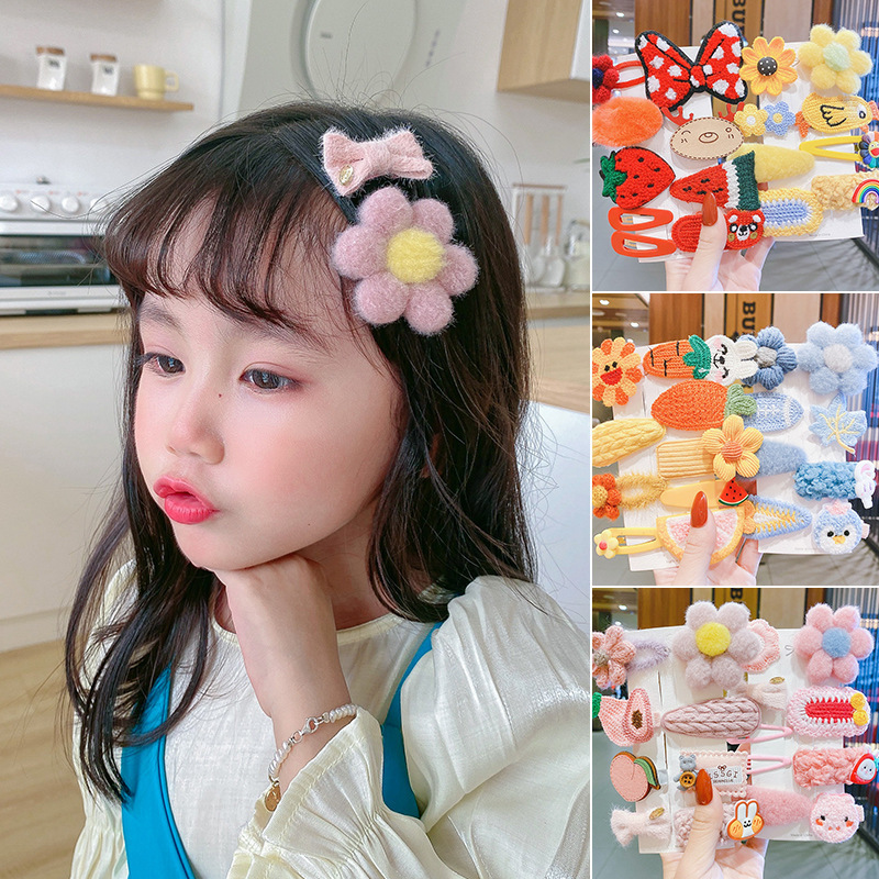 Autumn and winter children's hair clips, cartoon plush hair clips, cute baby hair clips, headwear, Korean princess girls' hair accessories full figure