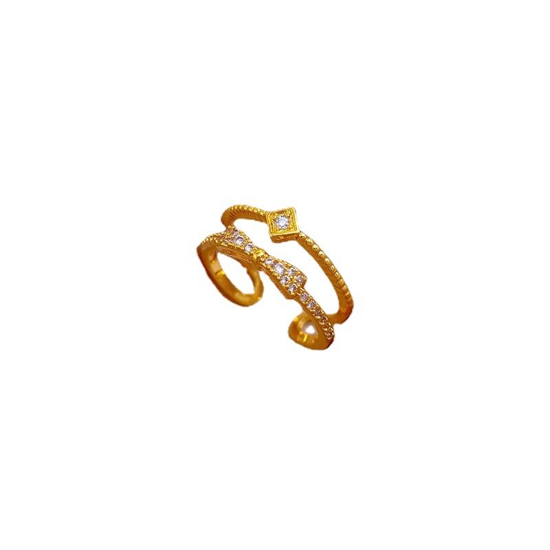 【 Real gold electroplated 】 Open ring, bow, unique ring, index finger ring, the same style as Internet celebrities, simple and cold style Item Picture