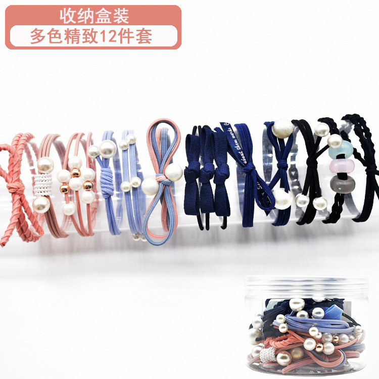 12-piece set: Korean fresh and simple basic hair tie, hair accessory, ponytail, rubber band, sweet hair tie and hair band details Picture