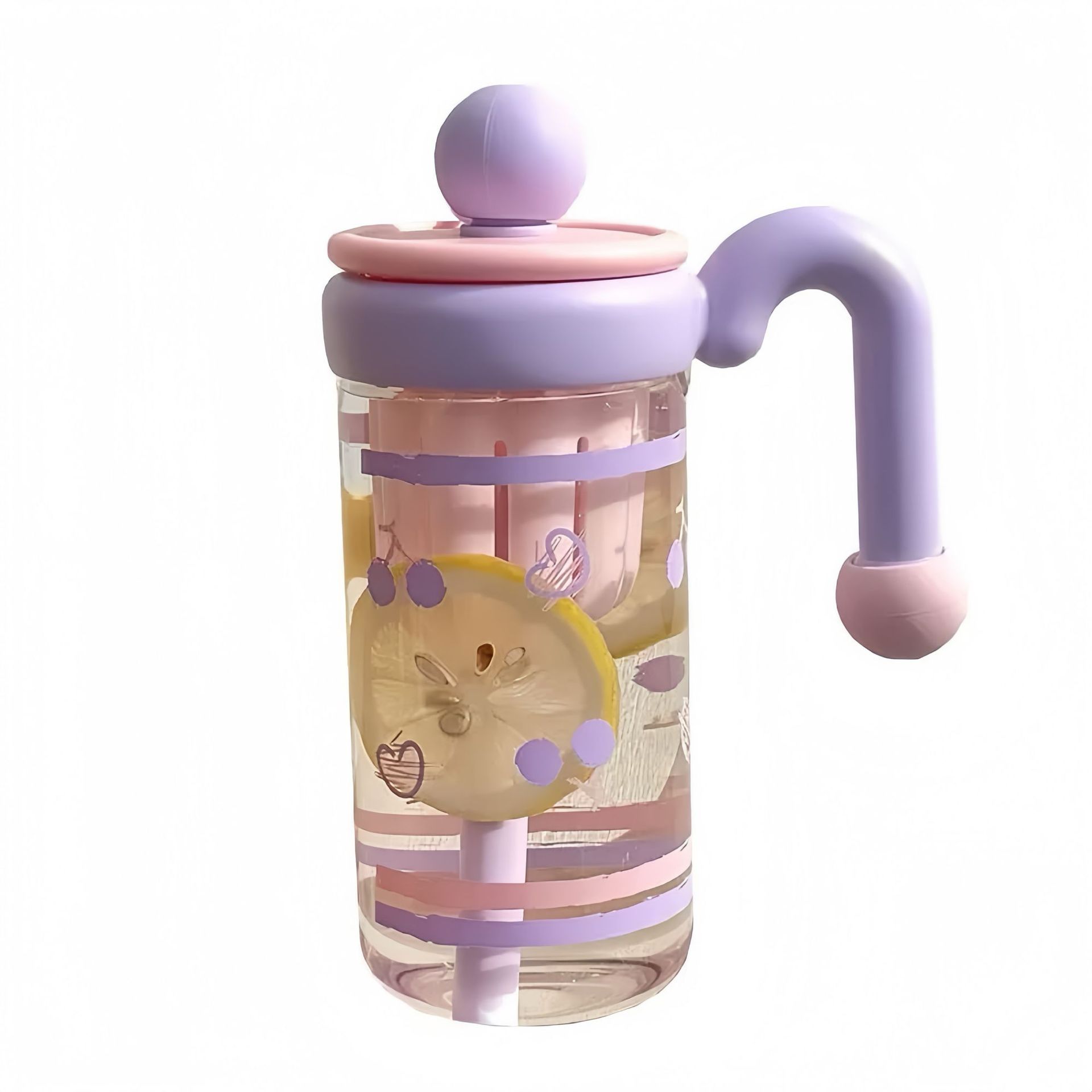 Girls' handle water cup, high appearance level, simple office filter glass cup, tea brewing, high-temperature resistant, large-capacity gift cup Item Picture