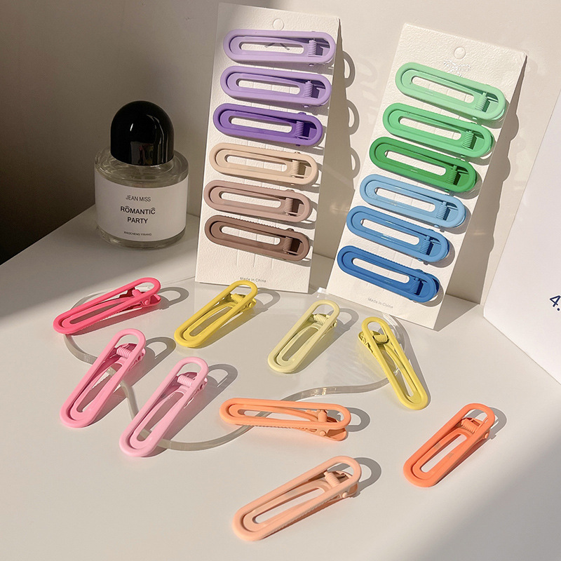 Colorful seamless hair clips, candy-colored metal side duckbill clips, bangs clips, new hairpins and hair accessories for internet-famous girls details Picture