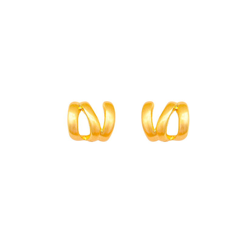 Brushed matte double-layer cross earrings for women, in a cold and minimalist style with a metallic feel, and high-end earrings Item Picture