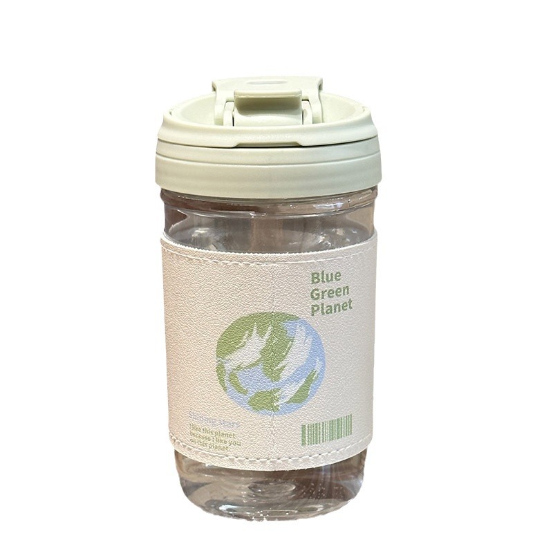 New ins cute leather case for female office workers, portable straw cup, large-capacity double-drinking cup Item Picture