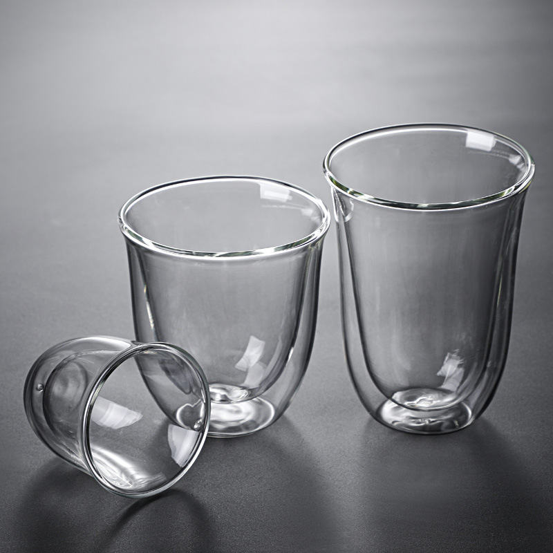 Customized wholesale double-layer insulated glass cups, breakfast milk coffee cups, high borosilicate double-layer high-temperature resistant glass cups Specification drawing