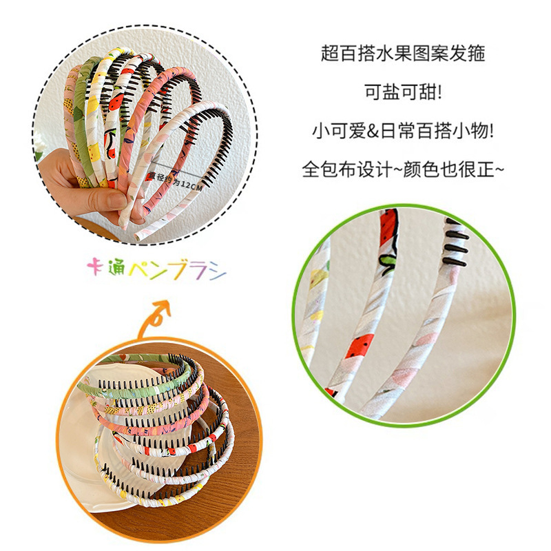 Girls' floral fabric children's hairpin, hairband with teeth, anti-slip headband, cute princess, no hair damage, girls' decoration Application Scenario
