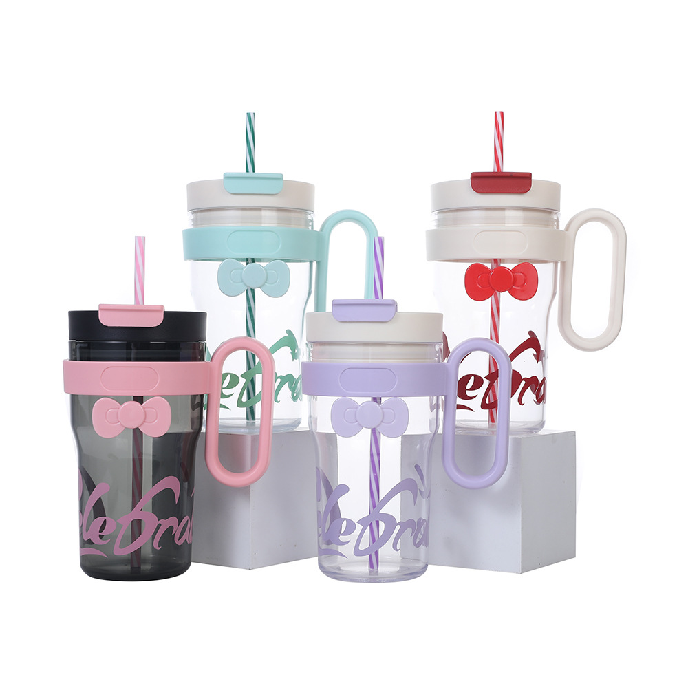 2025 New cross-border Amazon factory direct supply large-capacity plastic straw cup for direct drinking, creative water cup with high appearance level full figure