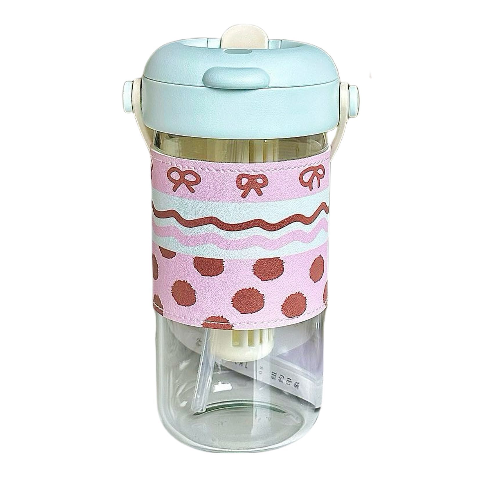 Girls' glass cup, high appearance level, high-temperature resistant and anti-scald tea brewing cup, simple tea and water separation, portable double-drinking straw cup Item Picture
