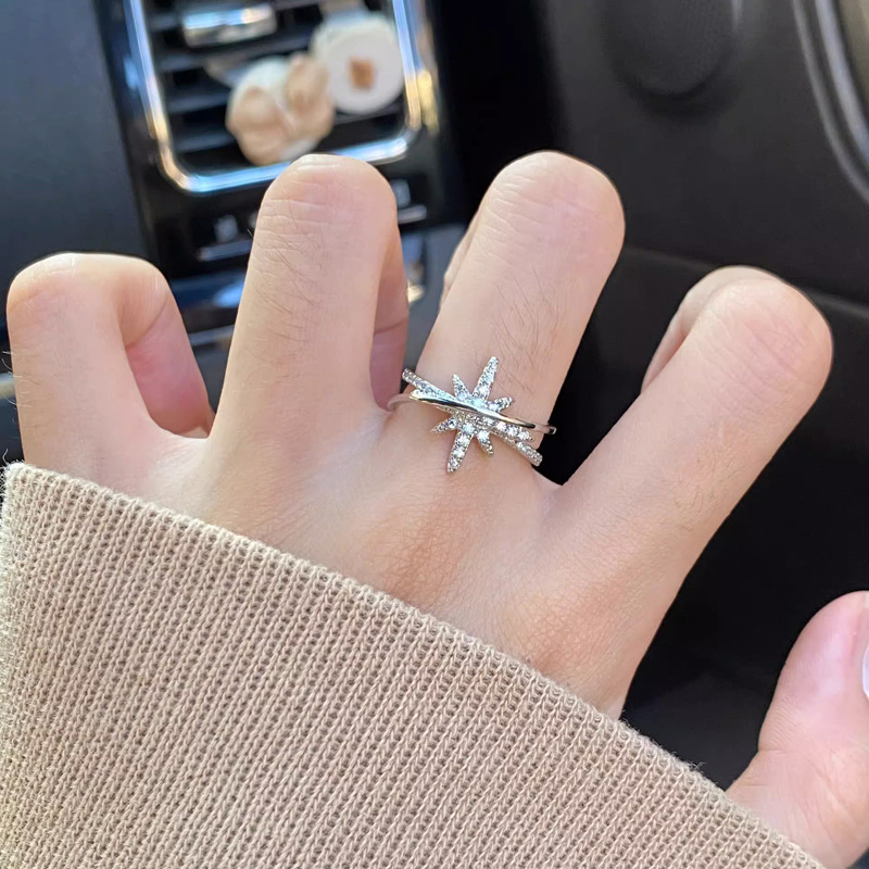 The star-encircled open ring is a versatile and exquisite starlight ring for women. It is an Instagram niche design with a unique and fashionable index finger ring Specification drawing