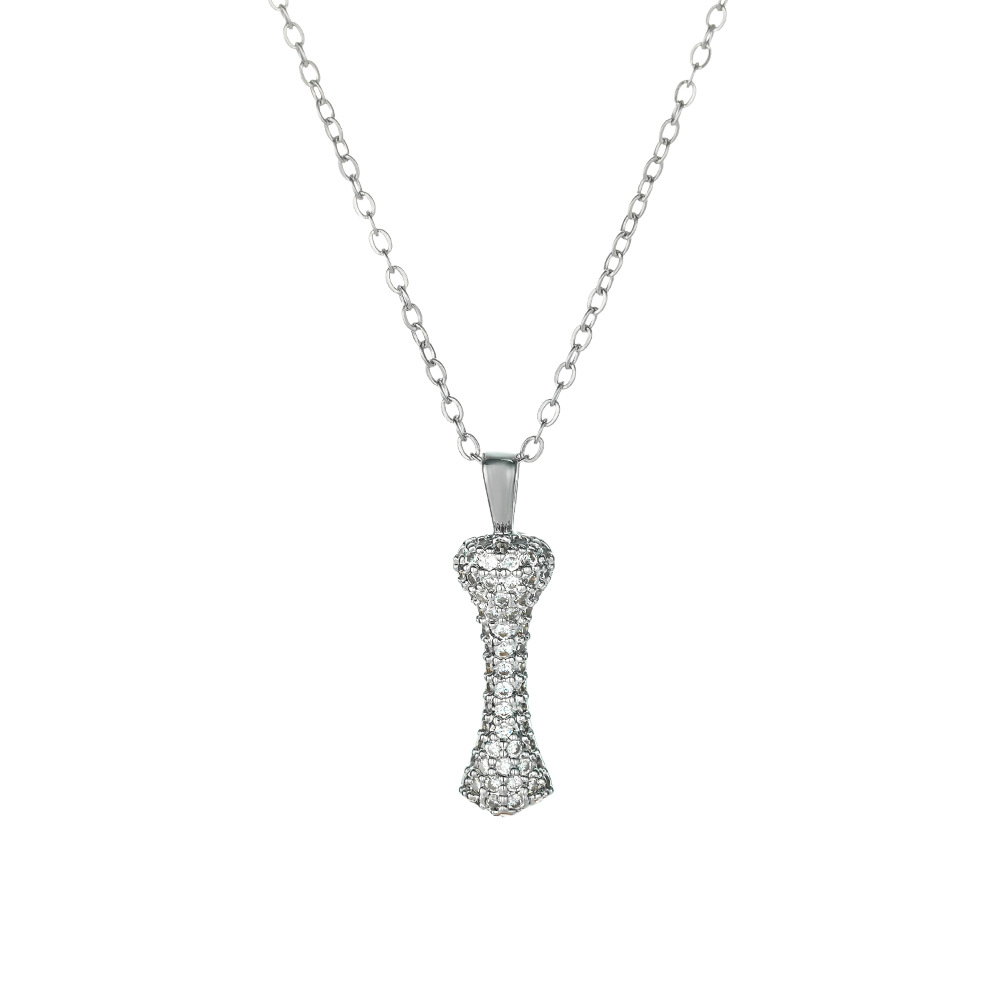 The same style as Xiaohongshu, the slightly studded zircon bone pendant collarbone chain, simple and versatile titanium steel necklace for women wholesale Item Picture