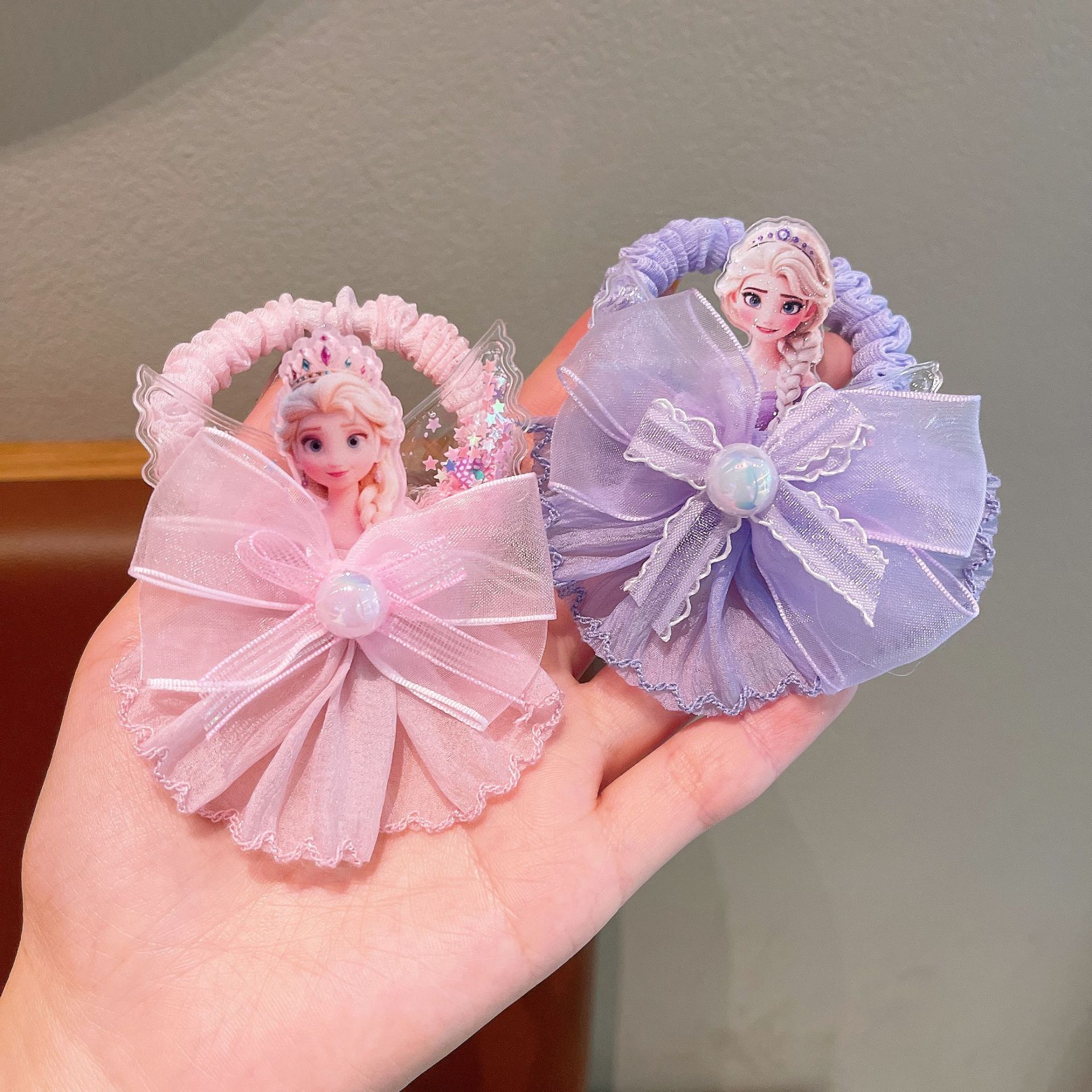 Ice and Snow children's hair band, flowing sand wings, Princess rubber band, Elsa Princess, gauze dress hair accessory, super cute and fairy-like girl Application Scenario