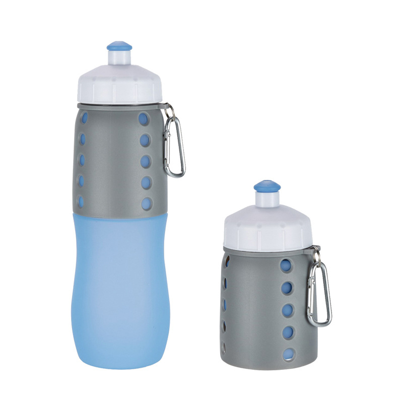 Portable folding silicone cups for travel, sports water bottles, high-temperature resistant silicone outdoor mountain climbing and cycling cups full figure