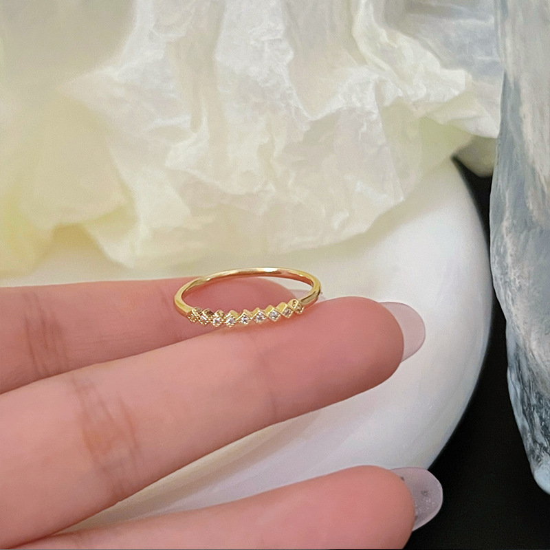 High-end zircon ring for women, light luxury, niche and exquisite design, fashionable and individual, open index finger, Instagram trendy Internet celebrity details Picture