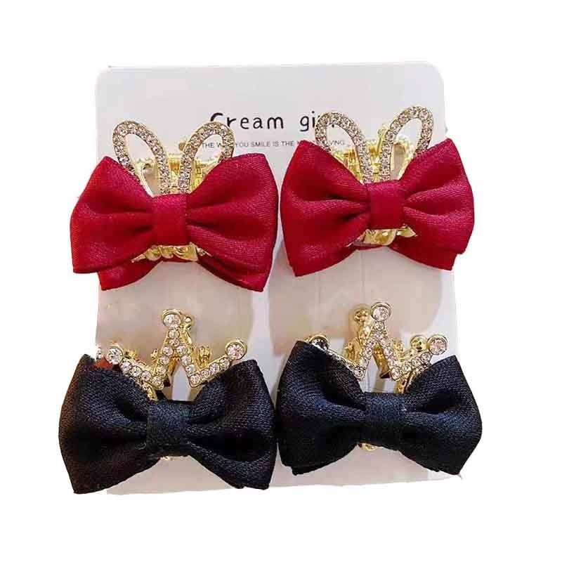 Bangs clips, princess hairpins, hair accessories, headwear, children's cute crown bow, small claw clips, baby girl side clips Item Picture