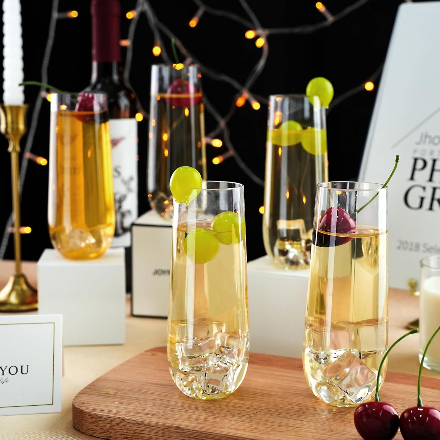 Factory wholesale 270ML transparent pet plastic champagne glasses, 9oz anti-drop bar beach drink juice red wine glasses Specification drawing