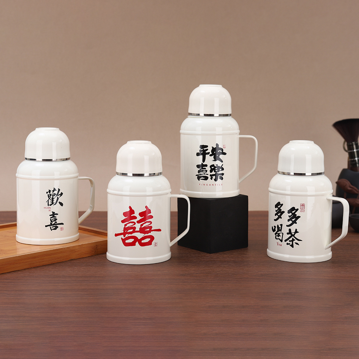 Chinese-style retro small thermos, 316 stainless steel double-layer insulated thermos, mechanical temperature display, office and household tea steeping and steeping pot full figure